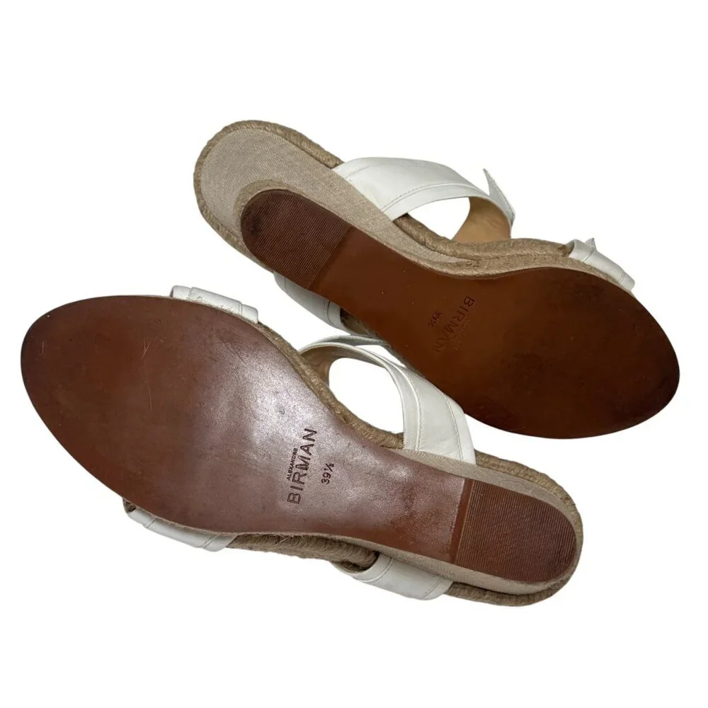 $495 Alexandre Birman White Clarita Espadrille Jute Wedge Sandals 39.5/8.5 Women